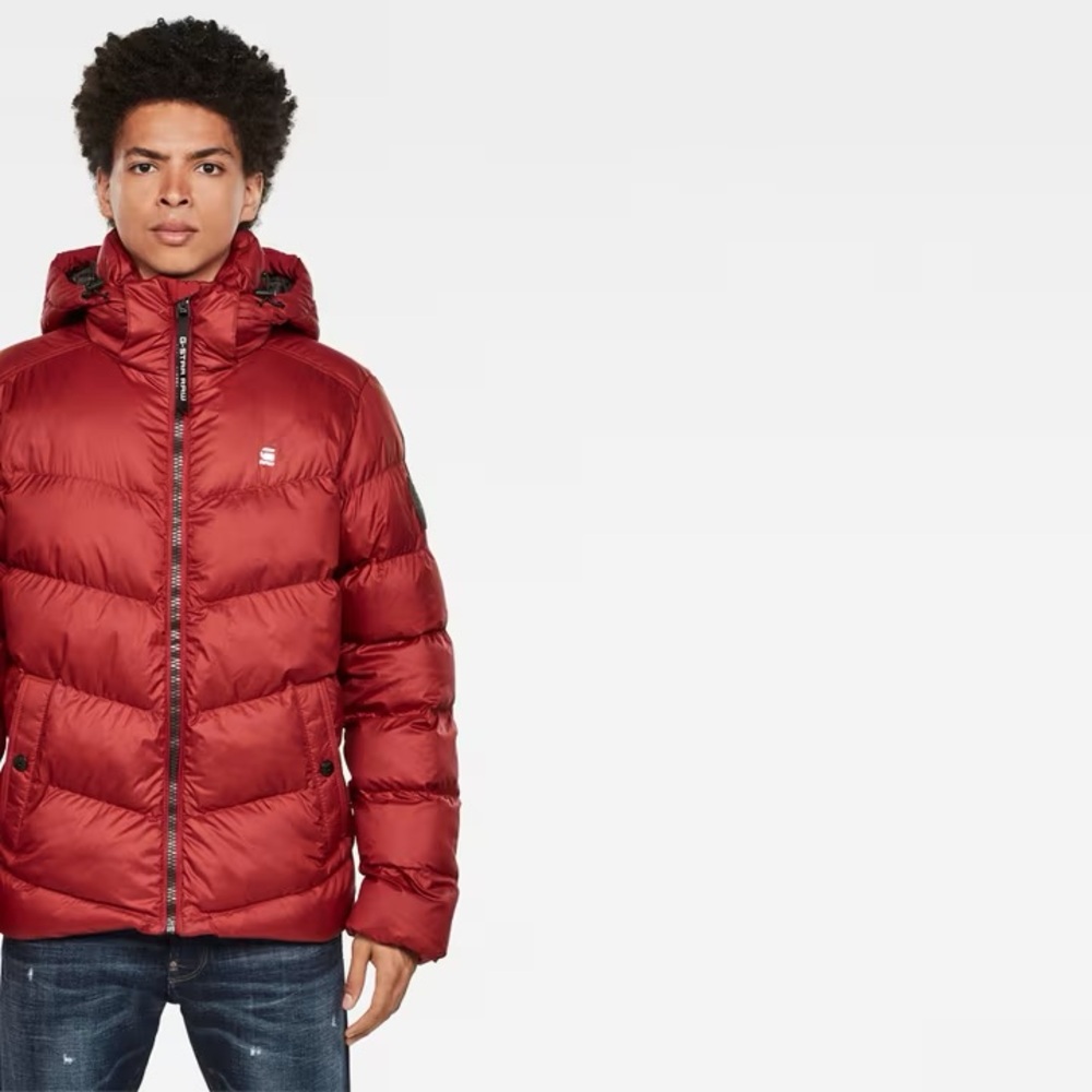 G Star Raw Whistler Men's Quilted Hooded Puffer Jacket Red